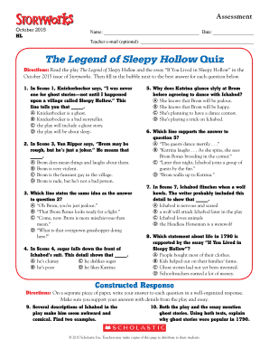 The Legend of Sleepy Hollow Commonlit Answers  Form