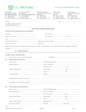 OMICO Traffic Accident Report Form Old Mutual Zimbabwe Oldmutual Co