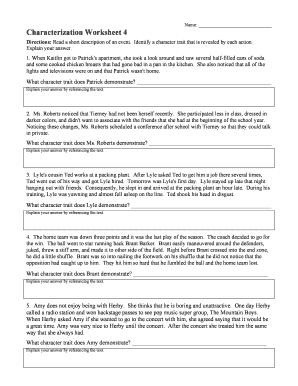 Characterization Worksheet 4 Answer Key  Form