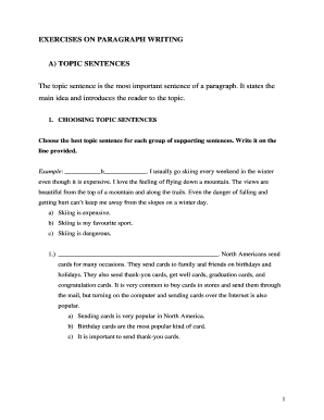 Topic Sentence Exercises PDF  Form