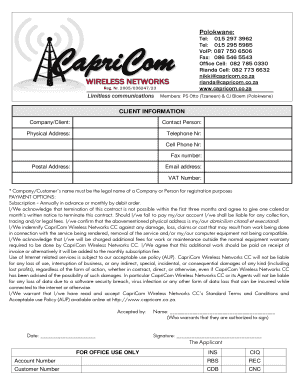 Capricom Application Form