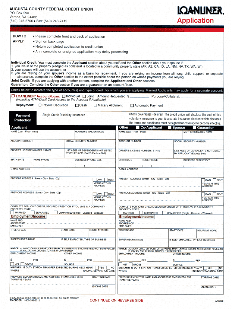 Augusta County Federal Credit  Form