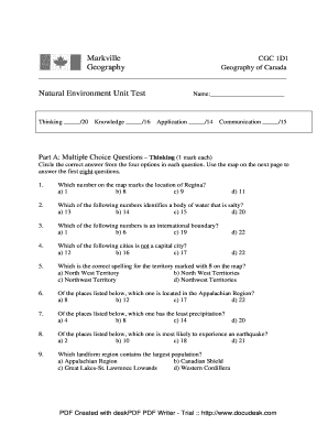 Multiple Choice Geography Questions and Answers PDF  Form