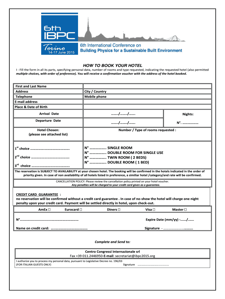 HOW to BOOK YOUR HOTEL I Fill the Form in All Ibpc2015