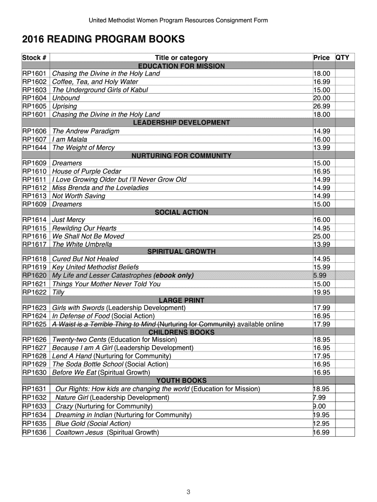  Program Resources Consignment Order Form Unitedmethodistwomen 2015