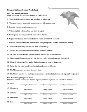 Nouns with Superheroes Worksheet  Form