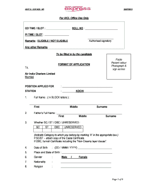 Air India Medical Form