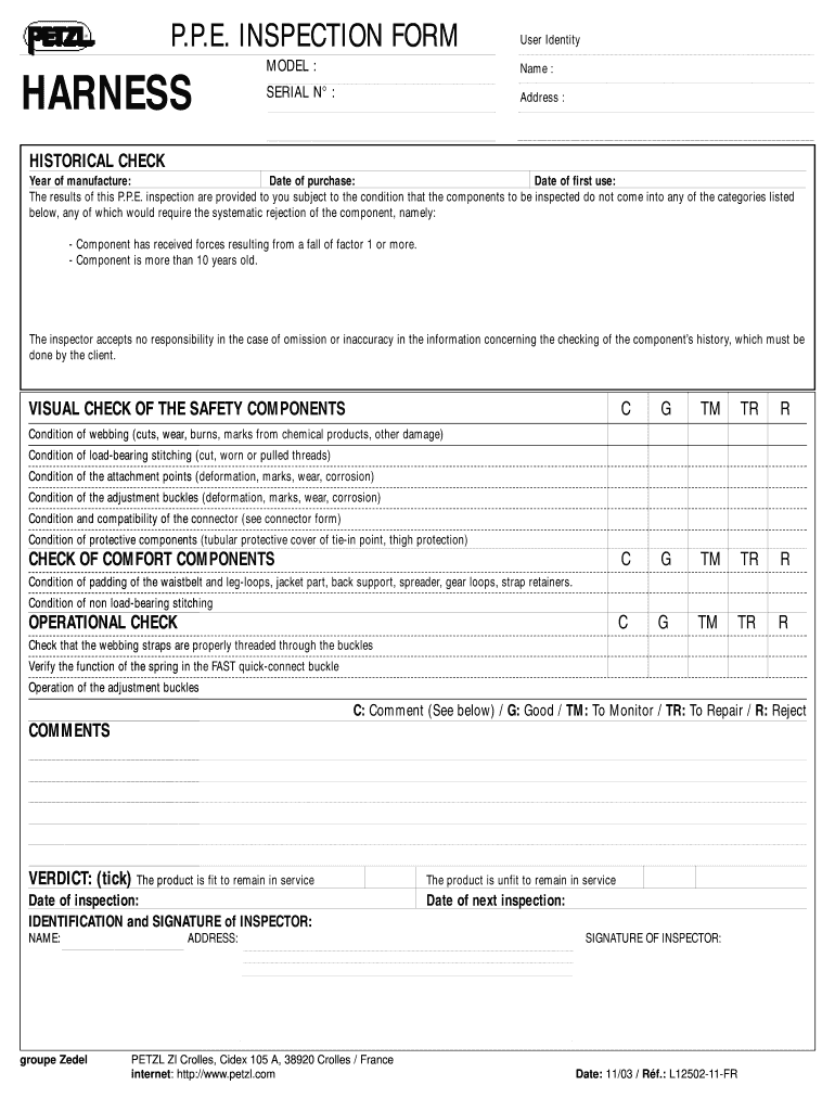 Ppe Maintenance Checklist  Form