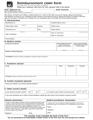 Axa Reimbursement Form