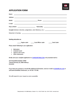 Torm Application Form