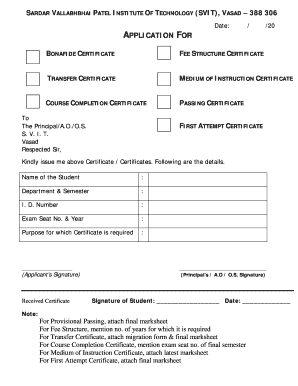 SARDAR VALLABHBHAI PATEL INSTITUTE of TECHNOLOGY Svitvasad Ac  Form