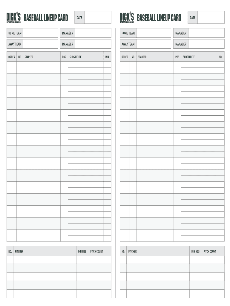 Baseball Lineup Sheets Pdf Fill Out and Sign Printable PDF Template