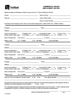 Employment History Form