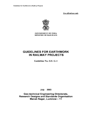 Rdso Guidelines for Earthwork in Railway Projects  Form