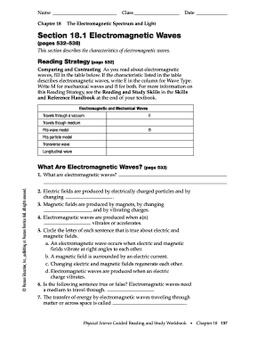 Section 18 1 Electromagnetic Waves Answer Key PDF  Form