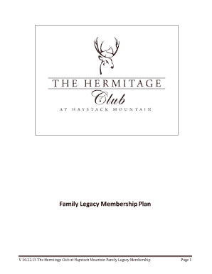 Family Legacy Membership Contract Hermitage Club  Form