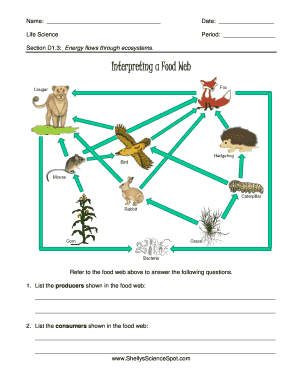 Interpreting a Food Web Answer Key  Form