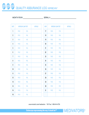 QUALITY ASSURANCE LOG  Form