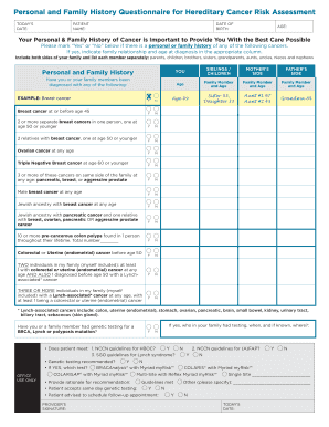 Personal and Family History Questionnaire for Hereditary Cancer  Form