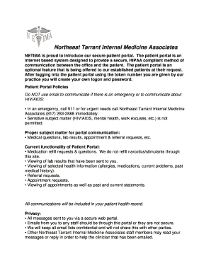 Netima Patient Portal  Form