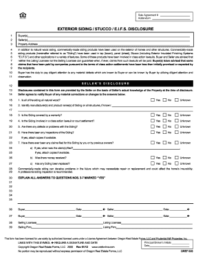 EXTERIOR SIDING STUCCO EIFS DISCLOSURE Clientconnect Brokertec  Form