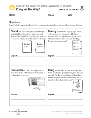 Okay or No Way Student Handout Form