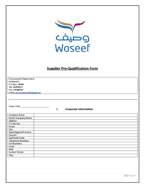 Supplier Pre Qualification Template  Form