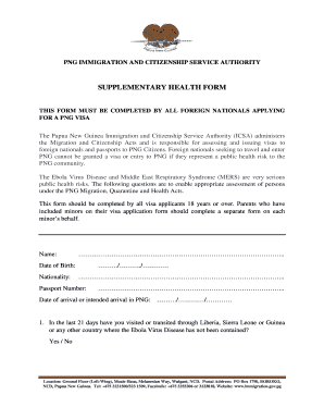  Coronavirus Supplementary Health Form 2014