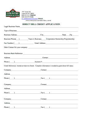 Direct Bill Application  Form