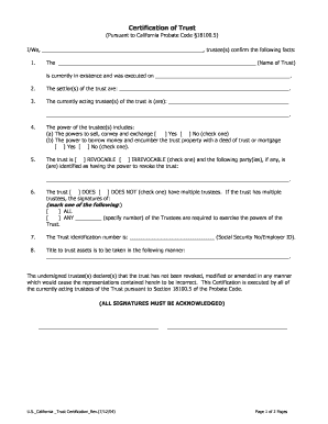 Blank Trust Certification Form California