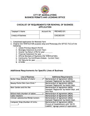 Business Permit Mandaluyong  Form