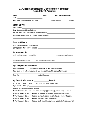 Scoutmaster Conference Worksheet  Form