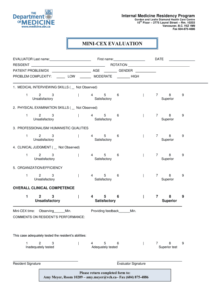 MINI CEX EVALUATION  Form