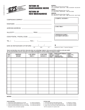 G2s Return Form