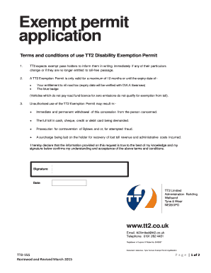 Tyne Tunnel Disabled Pass  Form