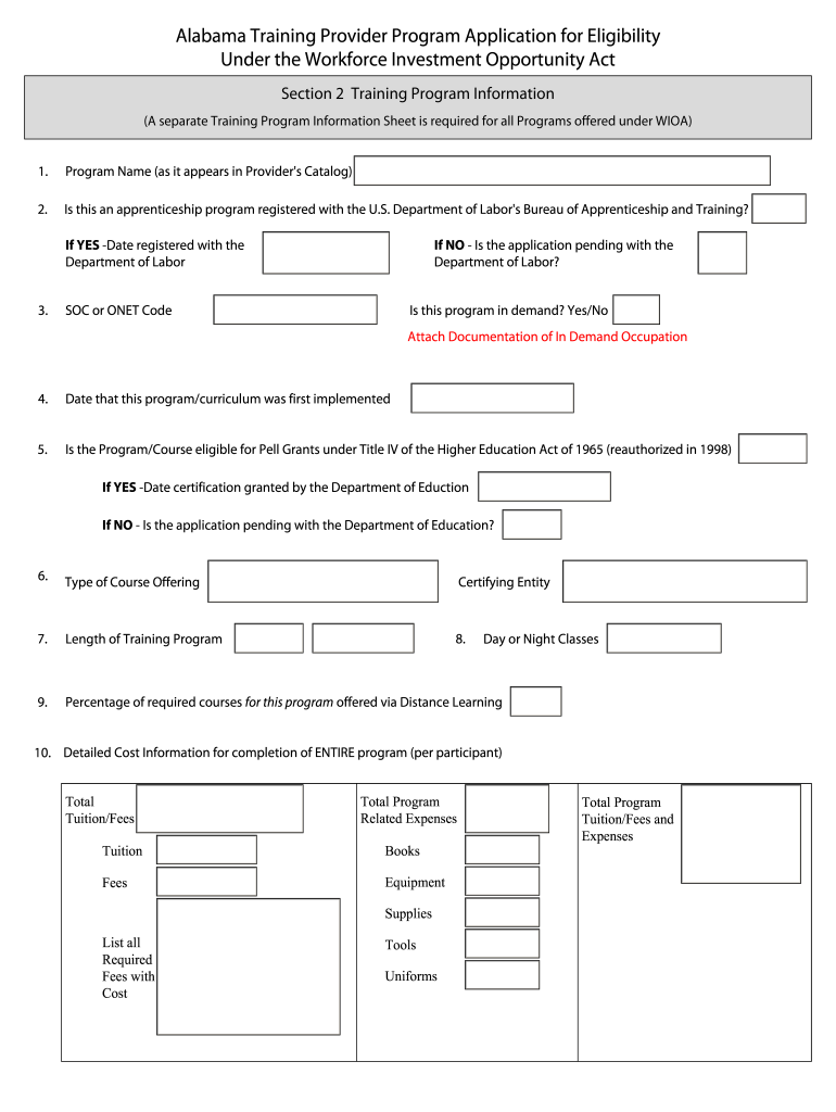 Wioa Alabama  Form