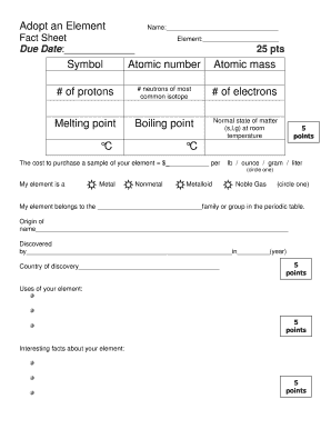 Adopt an Element  Form