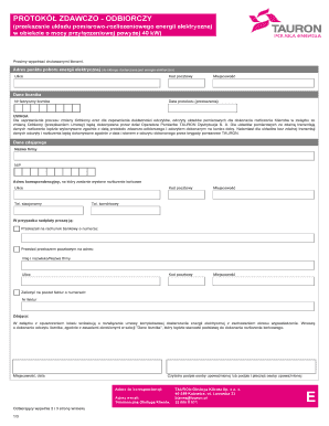 Protok Zdawczo Odbiorczy Tauron PDF  Form
