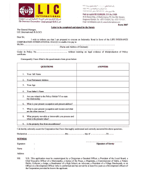 Lic Form No 3807 PDF Download