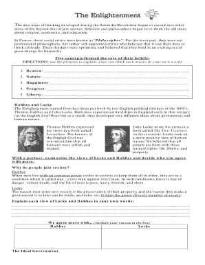 Enlightenment Philosophes Worksheet  Form