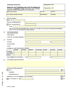 Gesuch Um Zustimmung Zum Kursbesuch  Form