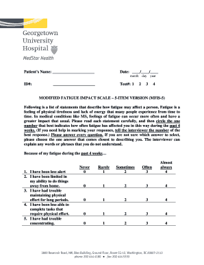 Modified Fatigue Impact Scale  Form