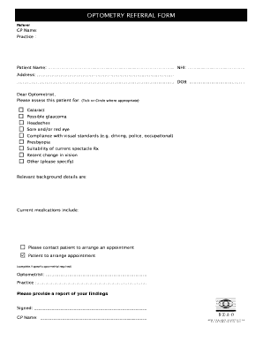 Optometry Referral Form Template