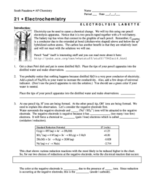 Electrolysis Labette  Form