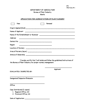 Bureau of Plant Industry Application Form