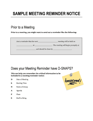 Meeting Reminder Sample  Form