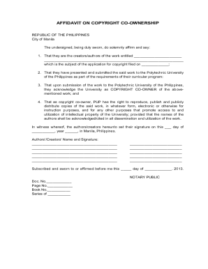 Affidavit of Co Ownership  Form