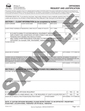 Orthoses Request and Justification Form