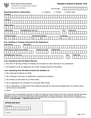 Request to Extend or Shorten Time  Form