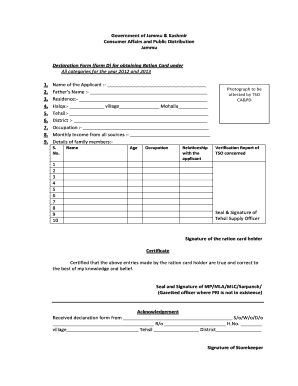 Ration Card List Kishtwar  Form